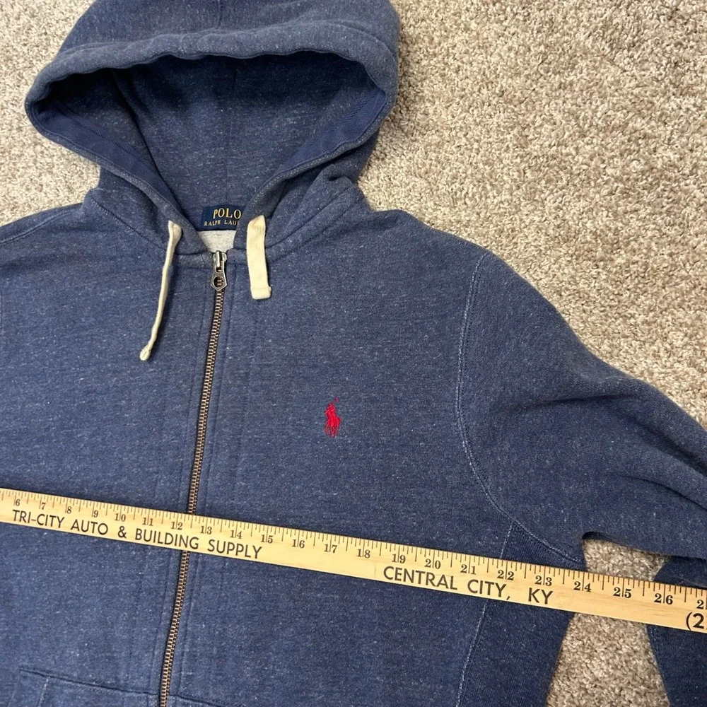 Polo Ralph Lauren Full Zip Hoodie Men Size Large Blue‎ Preppy Pony Lined
